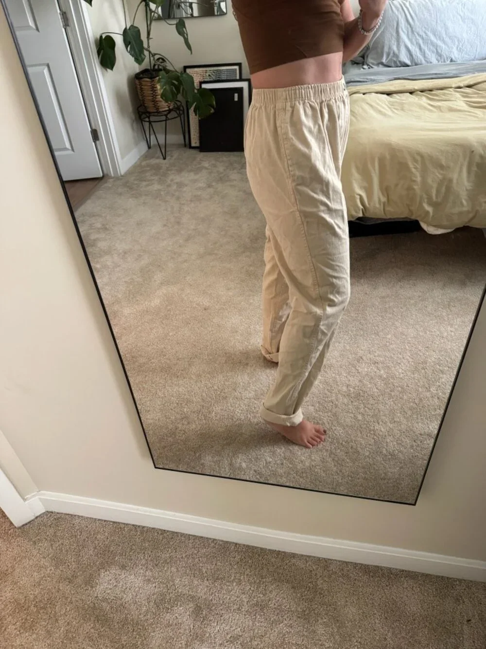 Vintage Cream Cotton Lounge Pants Size Large Tall
